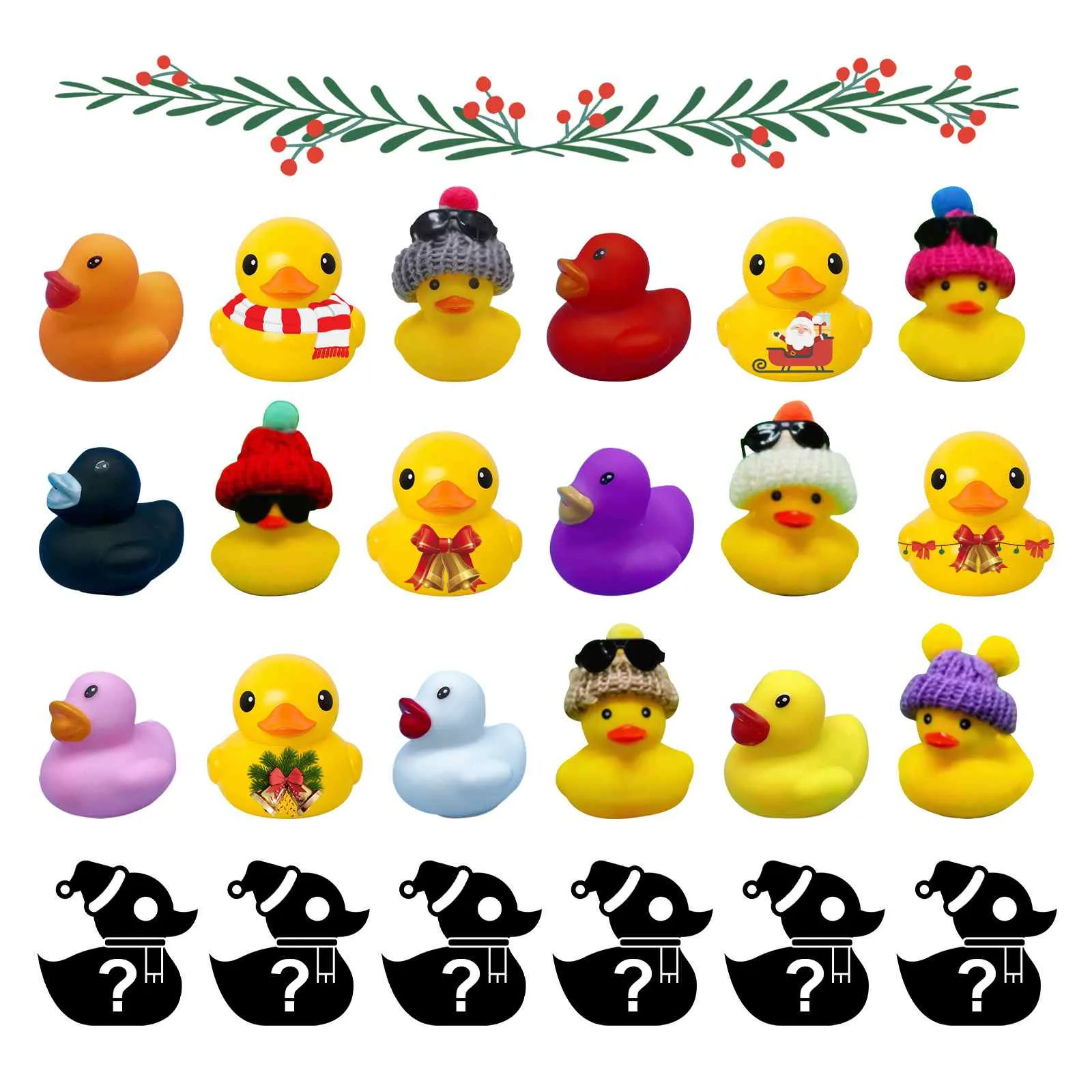 Christmas Advent Calendar With 24 Rubber Ducks 24 Days Countdown Calendar Rubber Ducky Bath Toy Creative Christmas Gifts 5