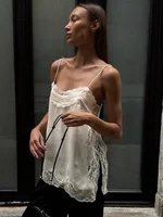 HH Female Summer New Fashion V-neck Lace Spliced Split Sexy Backless Sling Top Women Elegant Party Style Casual Camisole Top - Image 5