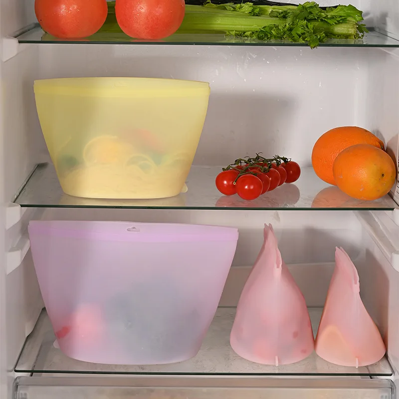 Reusable Self-Sealing Silicone Food Storage Bag Set for Freshness Preservation