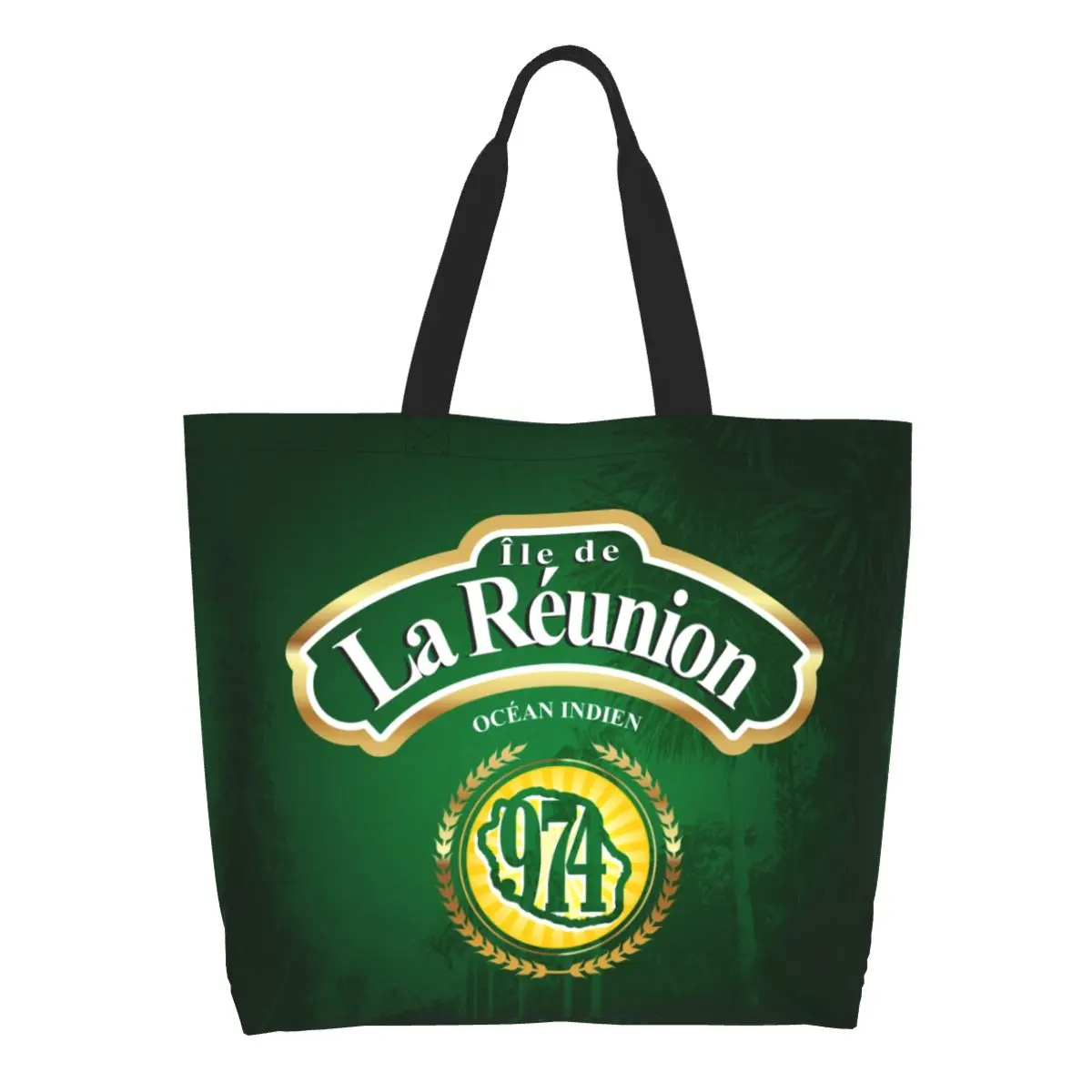 

974 Reunion Island Tote Bag Custom Margouillat Isle Beach Indian Ocean Canvas Shopper Shoulder Bag Big Capacity Handbag