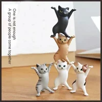 5 PCs Dancing Cat Figure Decoration Animation Cat Model Fashion Toy Enchanting Cat Capsule Toy Doll Cake Decoration 3
