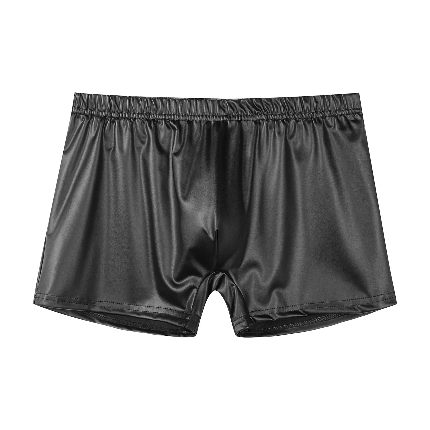 S-5XL Mens Shiny Soft Matte Leather Lingerie Short Pants Sexy U Convex Pouch Fetish Boxers Comfortable Elastic-waist Underwear Men Underwear