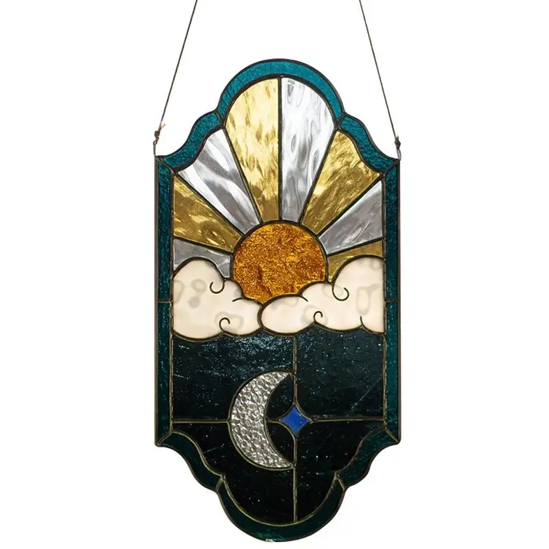 Sun And Moon Stained Sun Catcher Moon Acrilico Sun Catcher Rainbow Maker Sun Catchers Ornamento Per Cucina Portico Home Garden