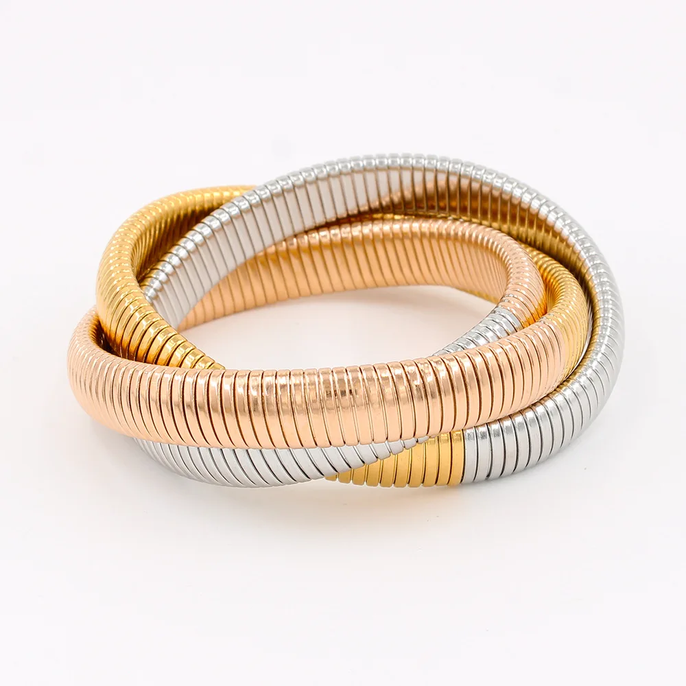 Bracciale Impilabile Donna In Acciaio Placcato Oro 18K - Regolabile 16-21 Cm, Impermeabile, Elegante E Versatile