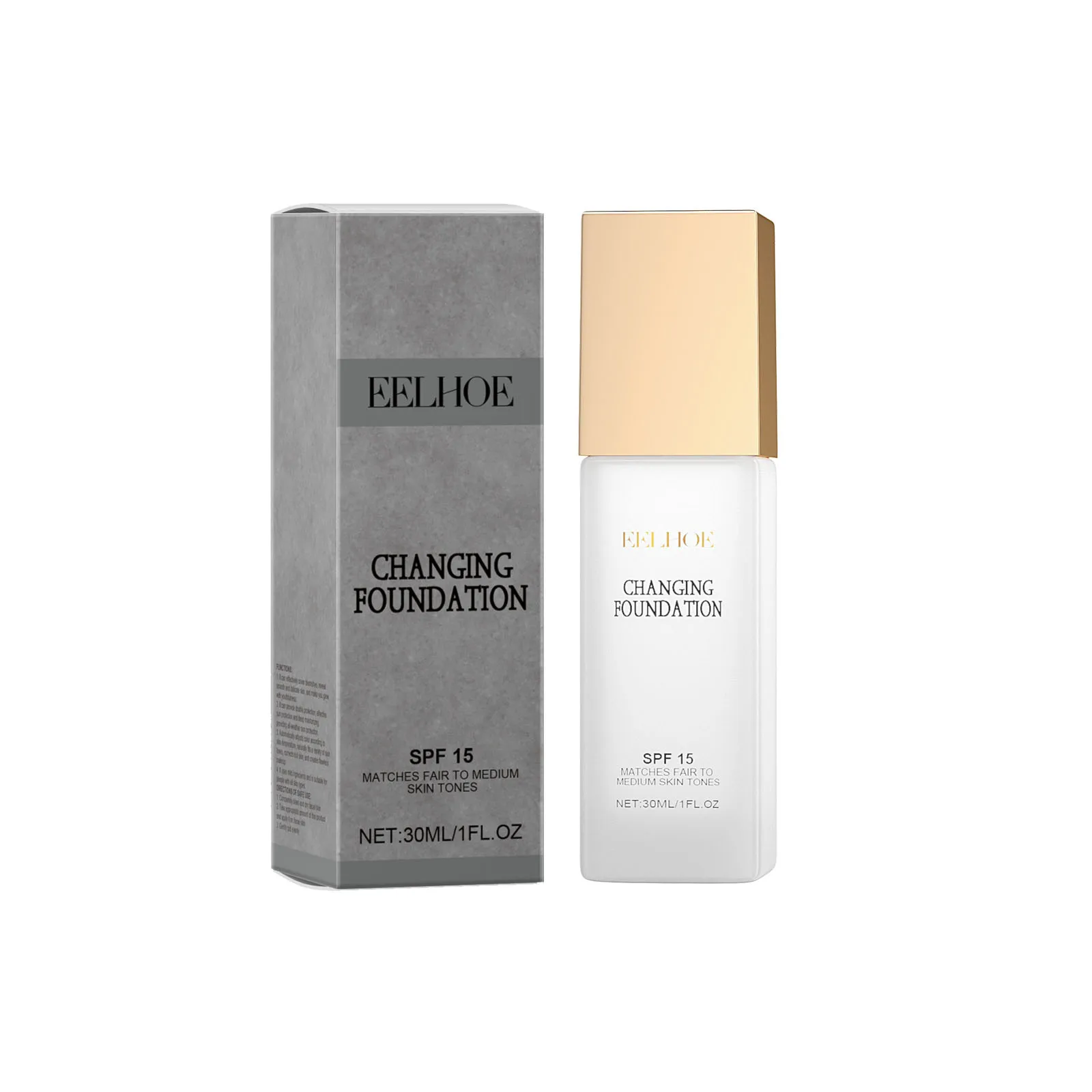 EELHOE-base que cambia de Color Spf 15, Control de aceite, resistente al agua, a prueba de sudor, mate, hidratante, Maquillaje facial, Base de cobertura completa