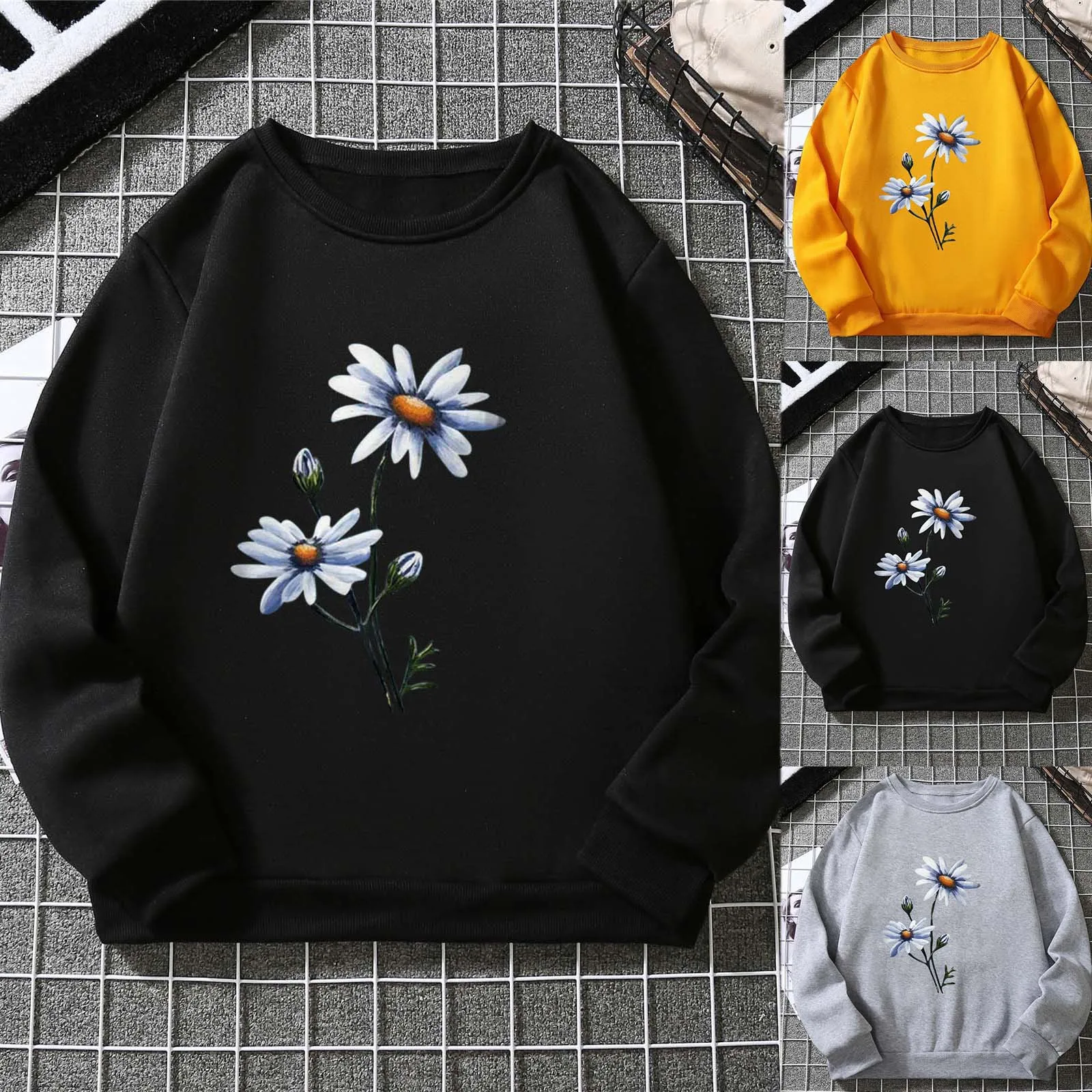 

2022 New Women's Fashion Print Round Neck Pullover Sweater Casual Long Sleeve Sweater Shopee