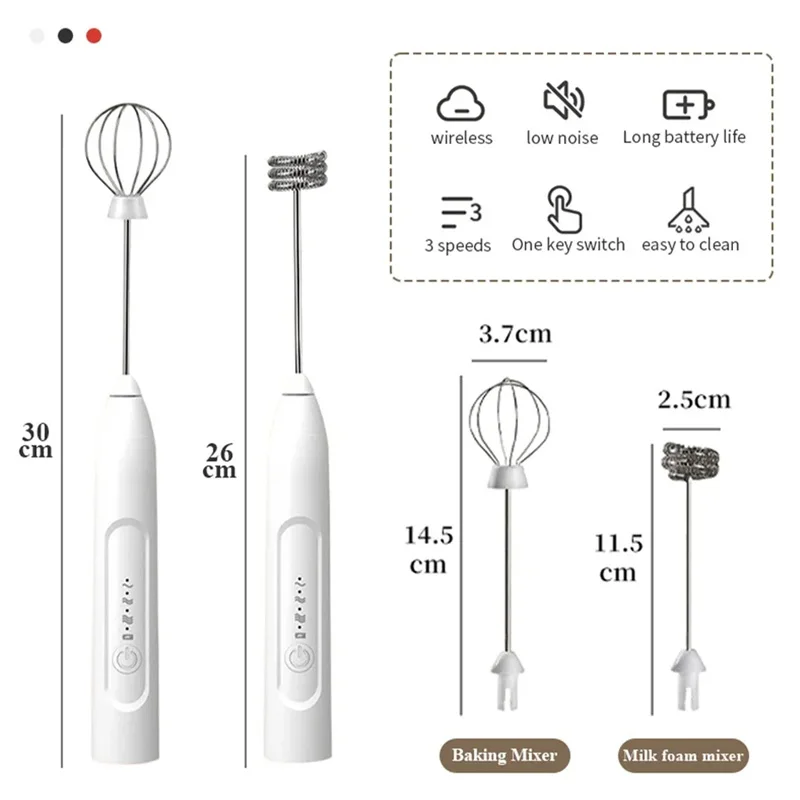 2-in-1 multi-function USB Rechargeable Electric Egg Beater Baking Mixer Milk Frother Kitchen Gadgets Coffee Stirrer Tools Dining 6