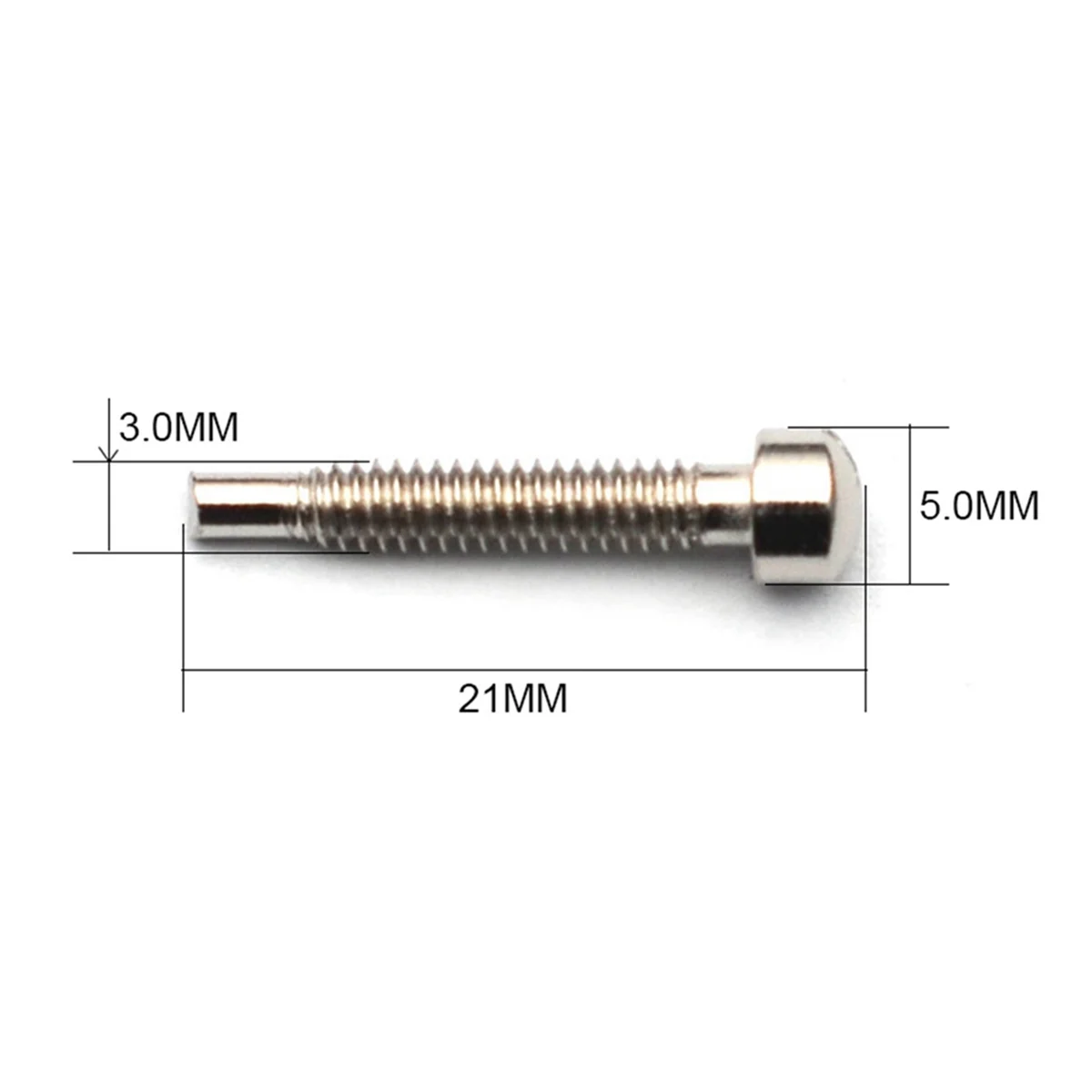 BAAU 50pcs Pickup Metal Pins-One Word-Closing 3x21MM/5.0MM (Diameter 3.0MM) Guitar Pickup Parts Screw Rods Silver
