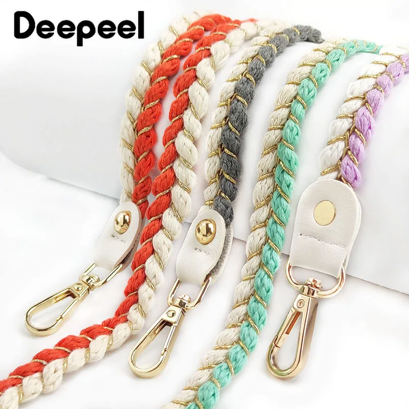 Deepeel 1.5cm Women Woven Bags Strap 80/100/120cm Single Shoulder Hemp