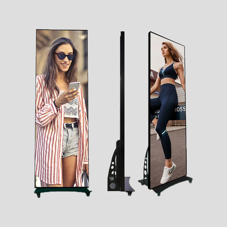HD Floor Standing Digital LED Poster Screen Indoor Seamless Splicing Portable Smart Advertising Player Size 640X1920mm 2