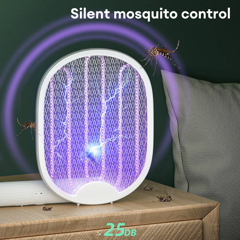 Foldable 4 IN 1 Electric Mosquito Killer Lamp USB Rechargeable Electric Mosquito Killer Racket Fly Swatter Repellent Lamp