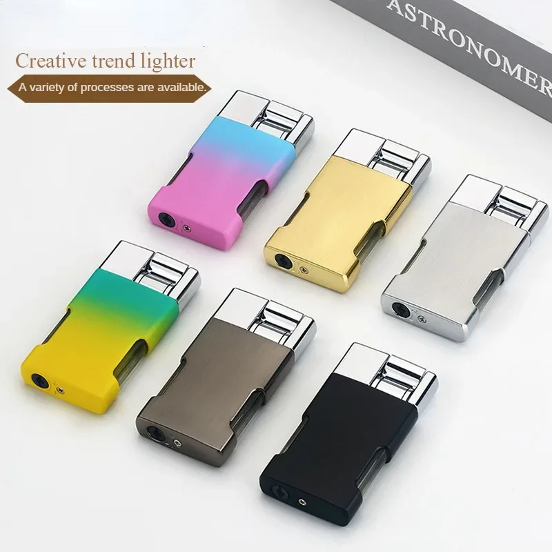 Butane Gas Lighter Cigarette Lighters Torch Smoking Accessories Portable Windproof Men Cool Gift Metal Inflatable Refill Flame