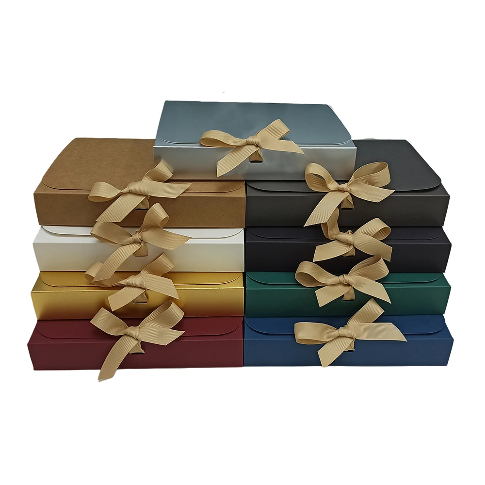 Gift Box Candy Packaging Boxes 10Pcs Oem Colored Gift Boxes for Wrapping with Ribbon Various Size Carton Design