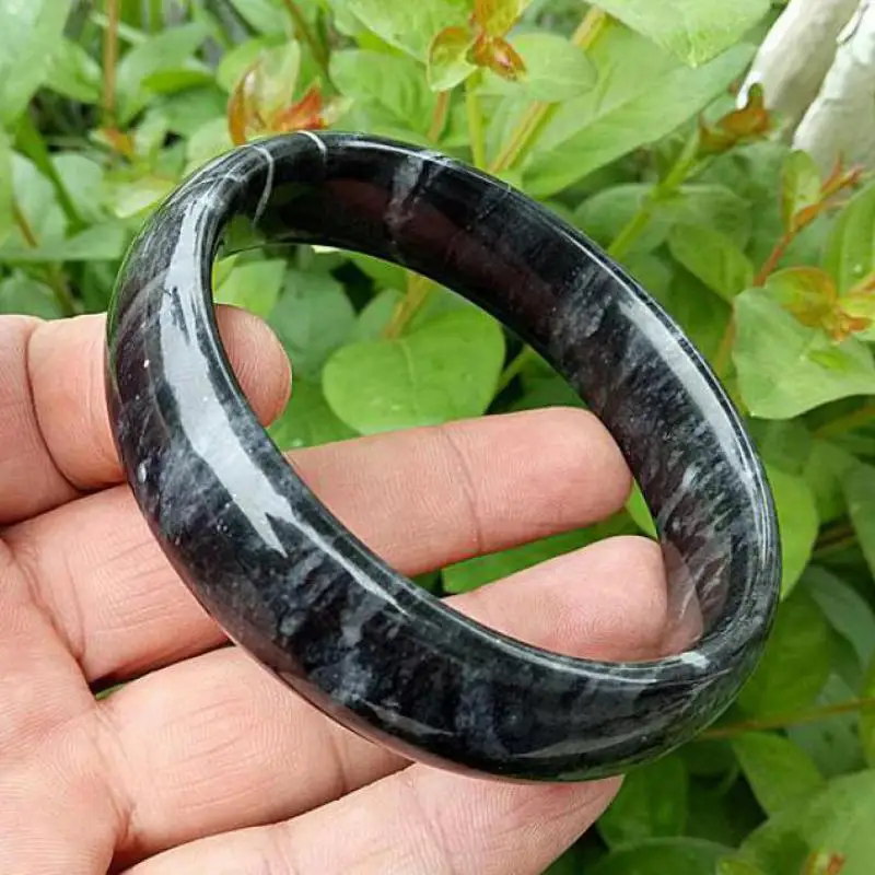 

Natural Stone Black Jade Bangle Women Healing Gemstone Fine Jewelry Accessories Jades Bangles Bracelet For Girlfriend Mom Gifts