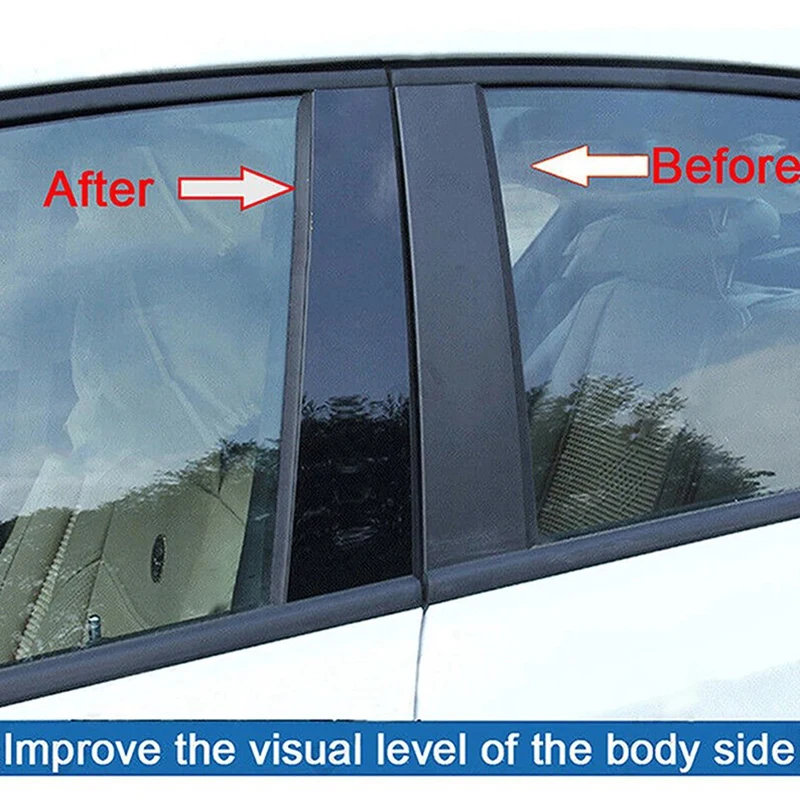 Car Window Door Column BC Pillar Post Cover Trim Stickers 6Pcs For BMW 1-Series F20 2012-2014