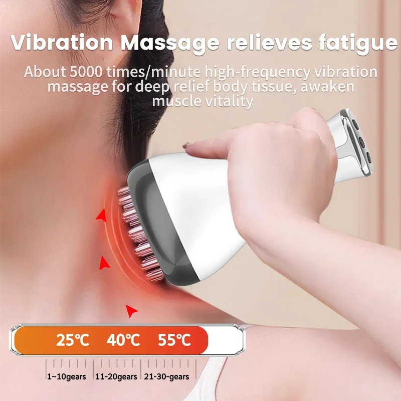 Electric Meridian Brush Gua Sha Body Massager Vibrate Microcurrent Hot Compress Scraping Lymphatic Drainage Machine Fat Burner