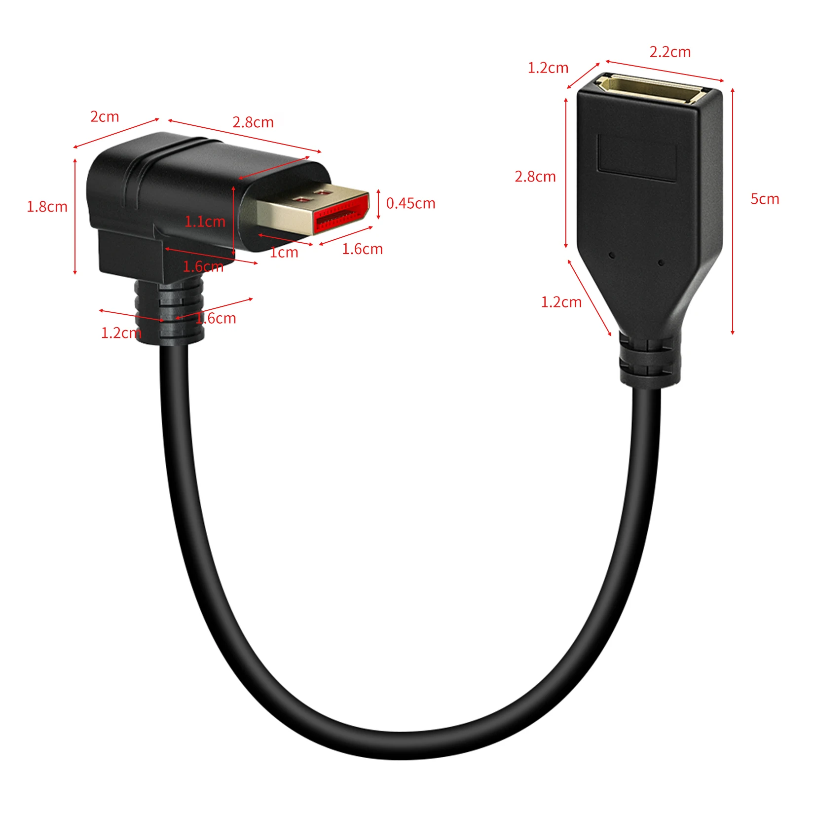 90° Winkel DisplayPort Kabel 1m, DisplayPort 1.4, Unterstützt 8K/4K, Für Gaming & Monitore