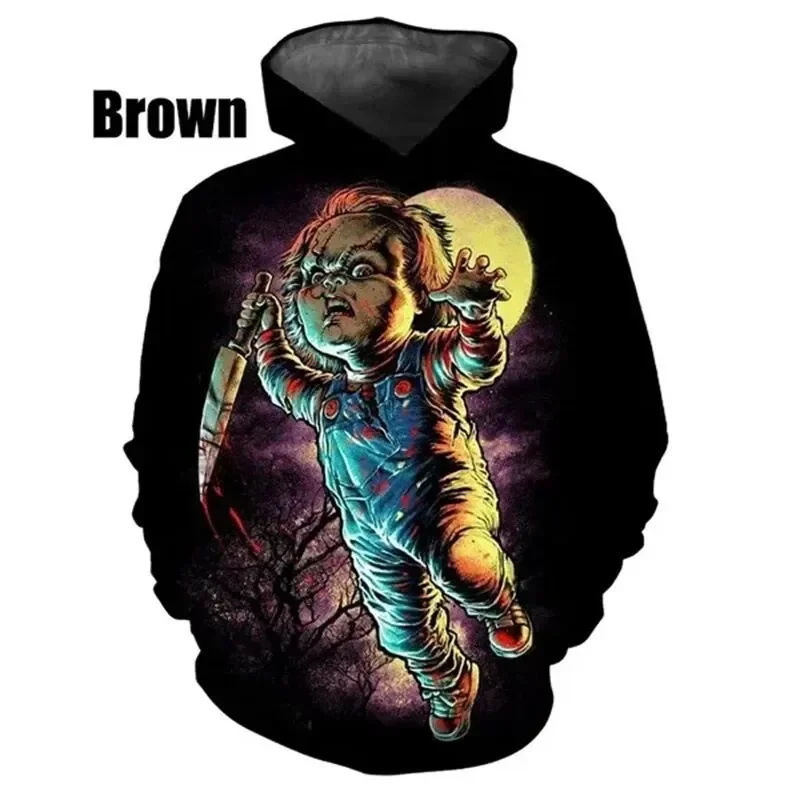 thumbnail image 1 of Sudadera con capucha de moda para hombre, patrón de muñeca de Halloween, impresión 3D, jersey de moda urbana de manga larga, ropa de otoño e invierno para hombre, 1 of 5