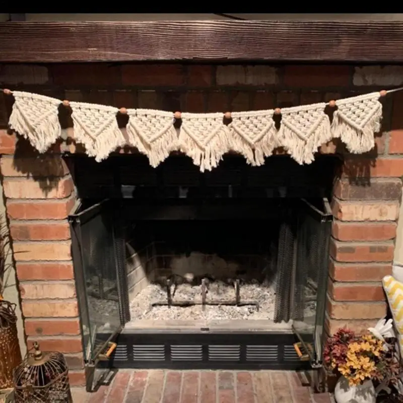 Bohemian Banners Macrame Art Wall Hanging Handmade Woven Cotton Tapestry Tassels Chic Boho Room Home Party Decor 4