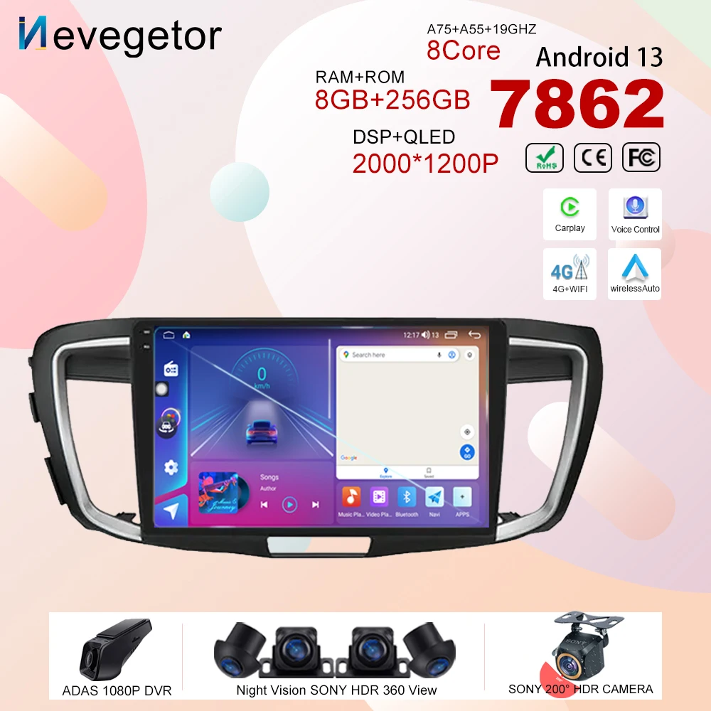 

Car Dvd For Honda Accord 9 2.4L 2.0L 2012 - 2018 Auto Android Radio Stereo Multimedia Player GPS Navigation Wireless Carplay