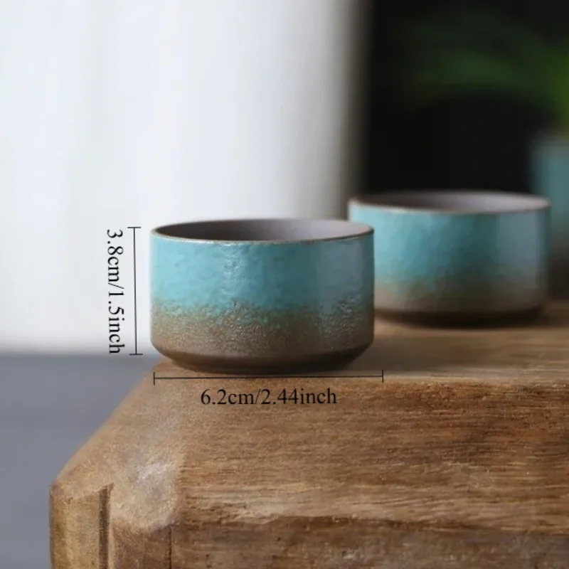 Kiln change vintage spring green rough pottery one pot 4 cups tea caddy simple small set outdoor living room tea room