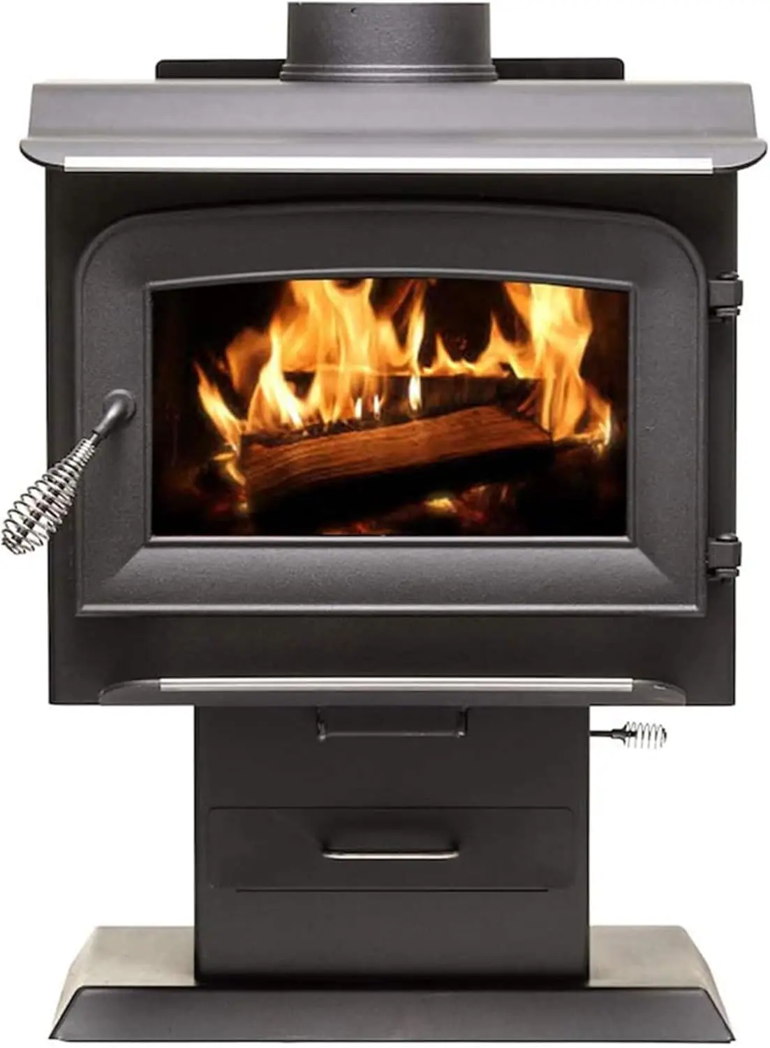 1120 1,200 Sq.  Certified Pedestal Wood Burning Stove, Black 3