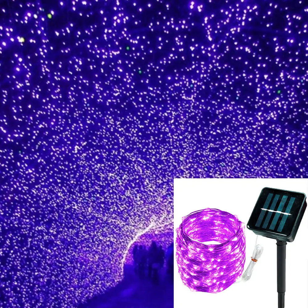 Outdoor LED Solar Fairy String Lights Waterproof Garden Decoration Garland 8Modes Copper Wire Light For Street Patio Christmas