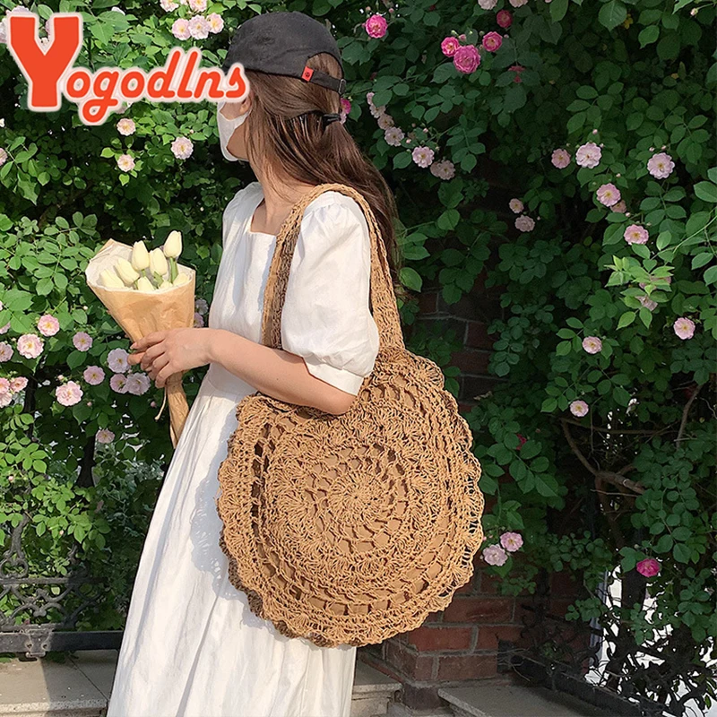 Round Straw Bags Women Summer Rattan Bag Handmade Woven Beach Cross Body Bag Circle Bohemia Handbag Bali bolso paja
