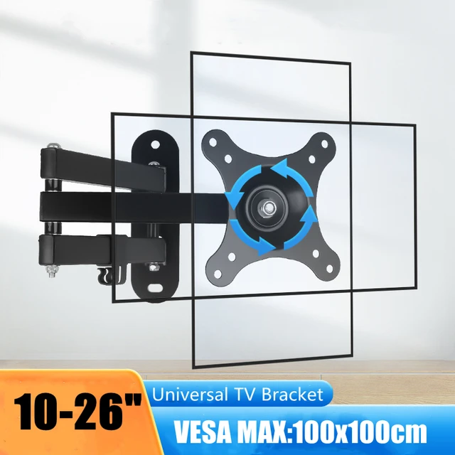 Adjustable TV Mounts Wall Mount Bracket Supports 10"-26" LED/LCD TVS,Holds Up to 15kg, VESA 100*100, Home Office Use TV Stand