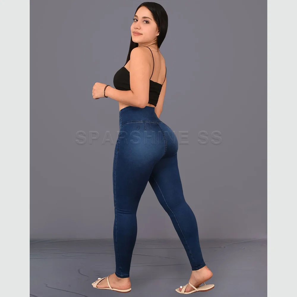 New Women\'s Thin Leg Elastic Pants Trousers Leggings Mid- Waist Butt Lift Skinny Denim Jeans Women Clothes