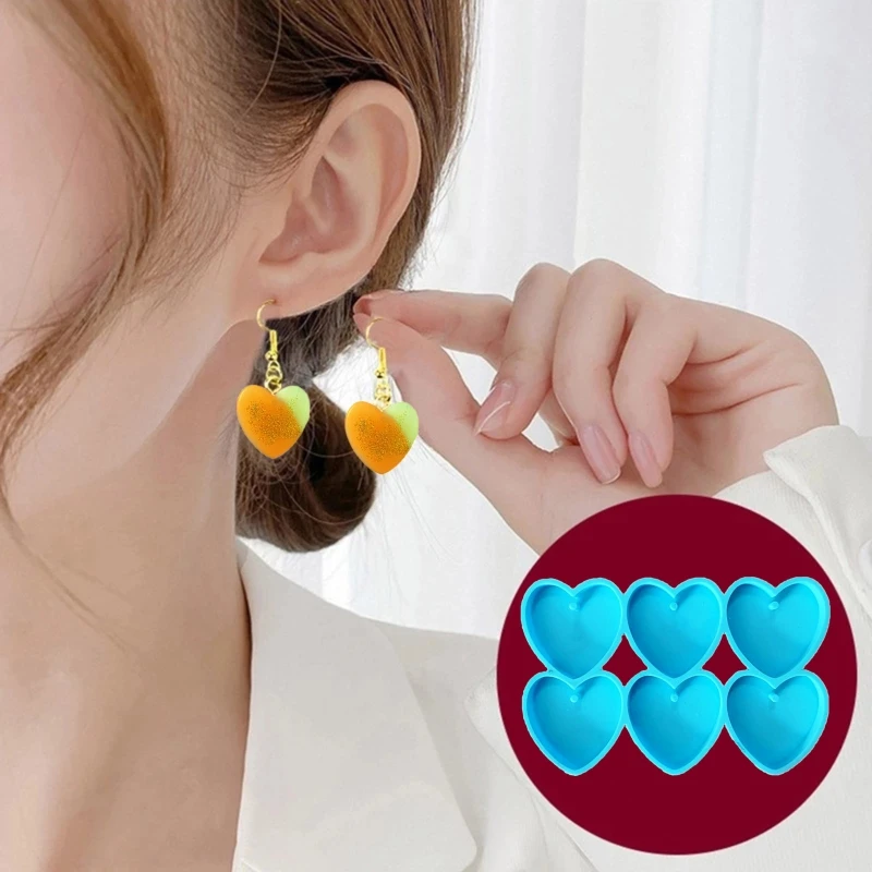 Combinación de pendientes en forma de corazón, molde de joyería de resina molde colgante resina, adecuado para bricolaje| | - AliExpress