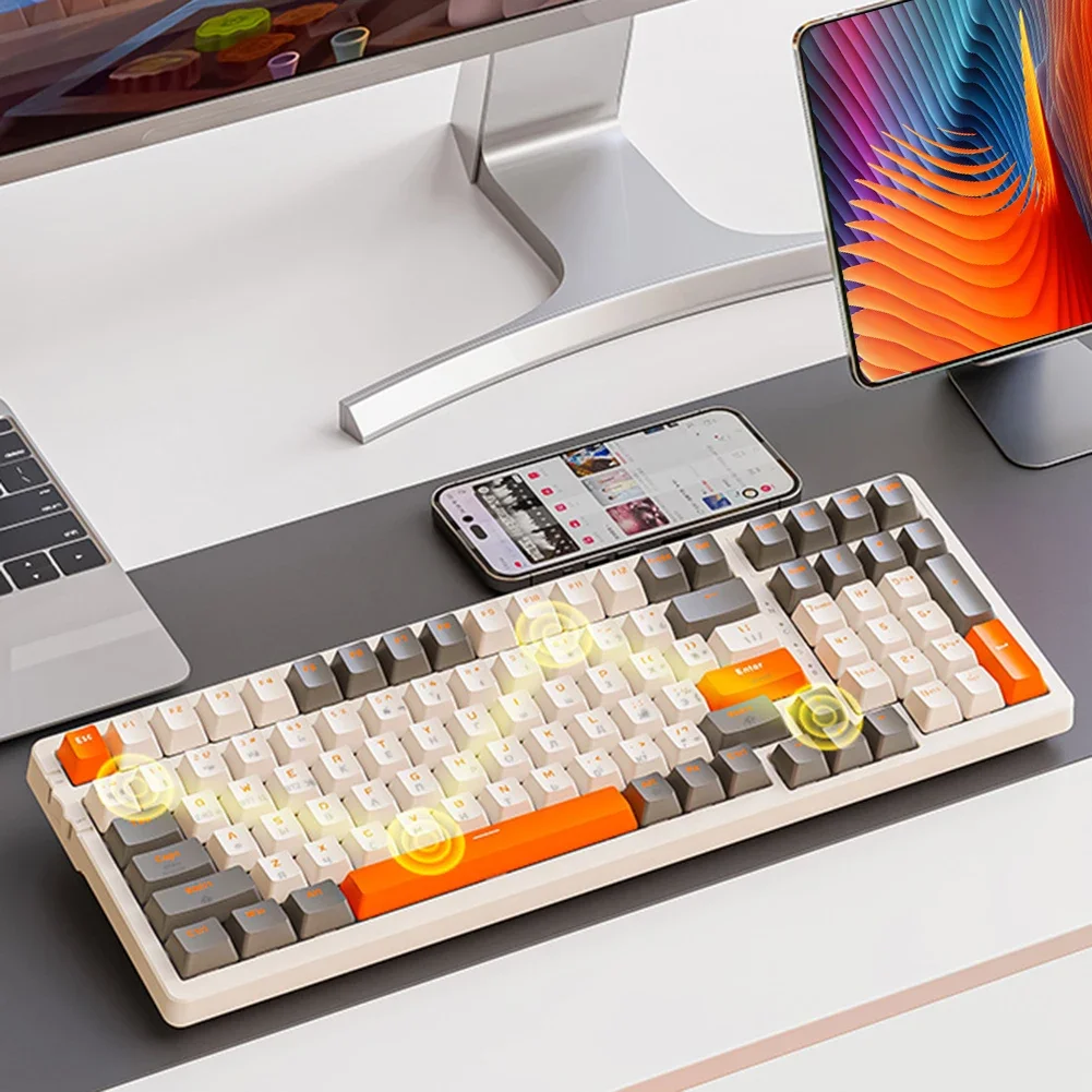 

Механическая клавиатура K96 с 100 клавишами, совместимая с Bluetooth, бесшумная клавиатура USB/Type-C, клавиатура с горячей заменой, двойной разъем для настольного ПК