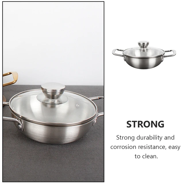 1PC Steam Pot Divided Skillet Stainless Steel Sauce Pan Lid Braising Pan  Lid