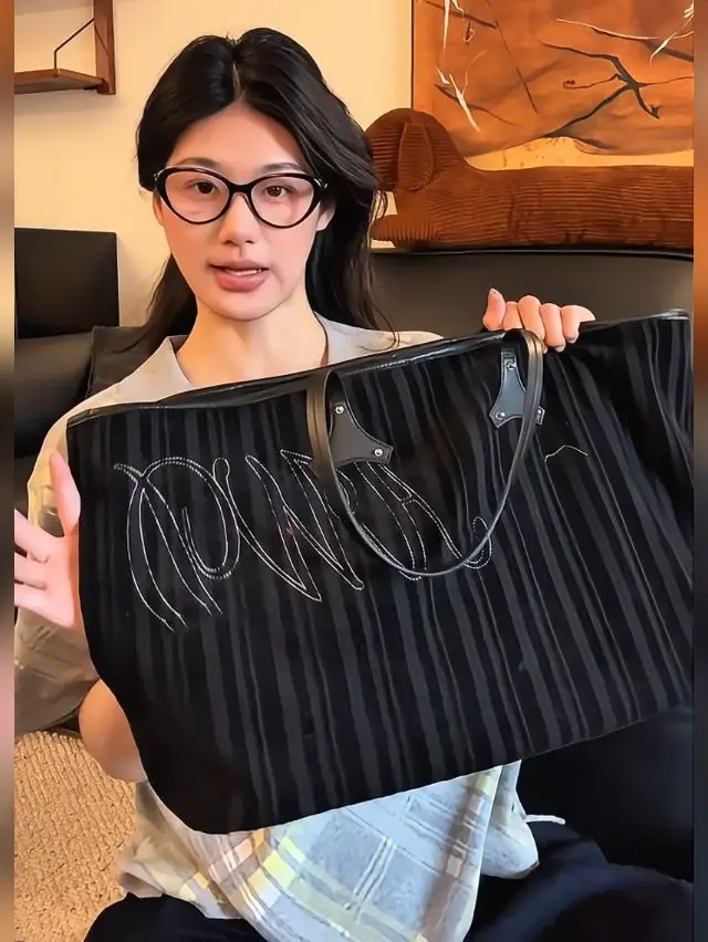 JIAERDI Stripe Black Tota Bag Handbag Women Vintage Large Capacity Y2k Shoulder Bags Female Casual Shopping Underarm Bag 2025