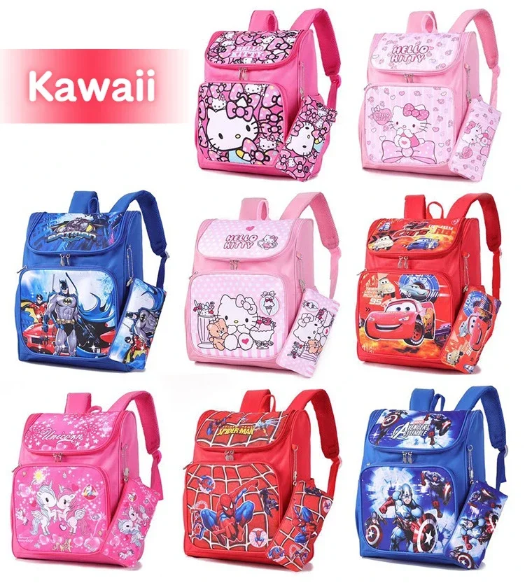 

2pcs/Set Sanrio Hello Kitty School Bag Kuromi My Melody Series Storage Cartoon Student Backpack With Pencil Case Campus Handbag