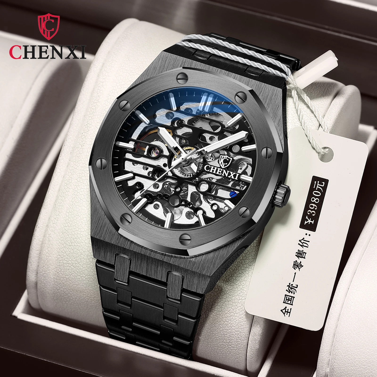 CHENXI 2021 New 8848 Automatic Men Top Brand Mechanical Tourbillon Wristwatch Waterproof Business Stainless Sport Male Watches