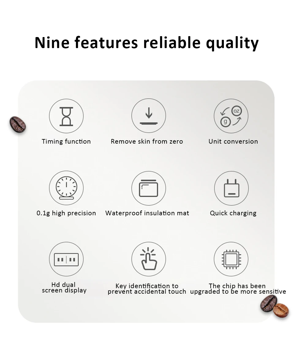 LED Digital Coffee Scale with Timer 4 Modes Rechargeable Kitchen Scale Multifunctional Weighing Scale with High Precision Sensor