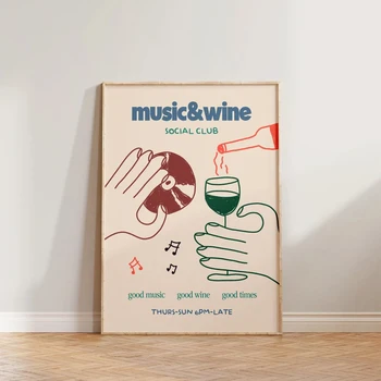 Retro Music Wine Canvas Art Illustration