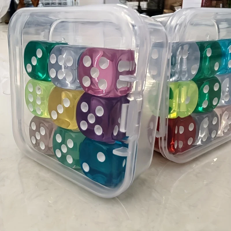 9pcs/set Dice Set Portable Transparent Storage Box for Math Games Gaming Enthusiasts