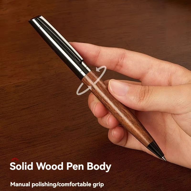 Luxury Black Ink Ballpoint Pen with Wooden Barrel for Smooth Writing and Elegant Design
