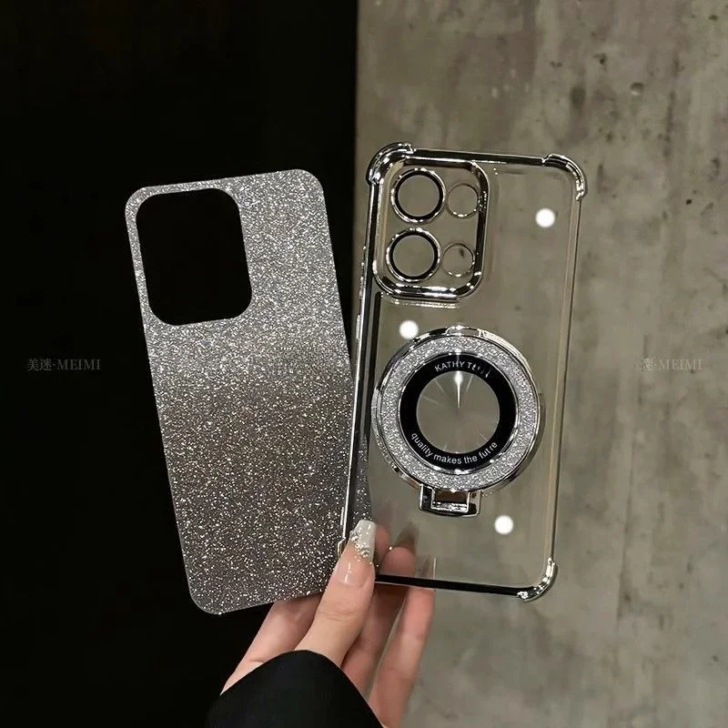 Glitter Magnetic Mirror Holder Phone Case