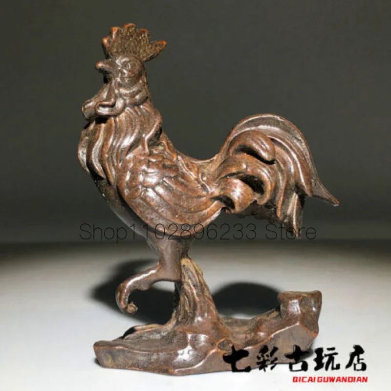 

Старая редкая китайская Бронзовая статуя удачи ручной работы, статуя петуха, украшение стола