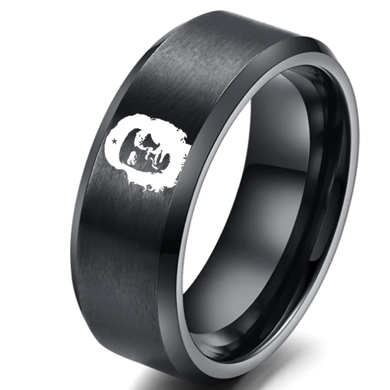 8MM Never Fade Stainless Steel Casual Party Ring  Four-color Rings Double Che Guevara Fashion Ring Boys Gift 4