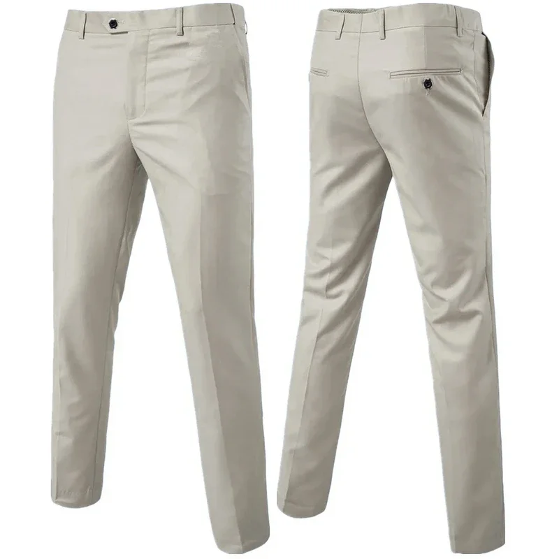 Men Groom Groomsmen Wedding Dress Business Official Solid Color Plus Size Fashion Classic Suit Pants / Men's Casual Trousers