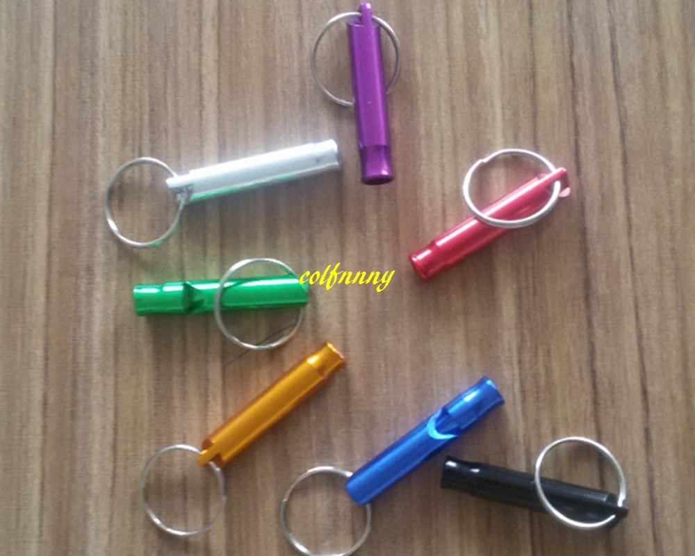 46mm Aluminum Pet Dog Whistle Keychain Pet Training keyring Whistle Outdoor survival 50pcs