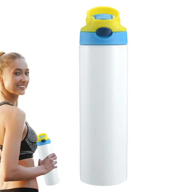 

Металлическая бутылка для воды, термобутылка с двойными стенками, спортивные бутылки для воды, металлическая бутылка, Термокружка, большая термоемкость 600 мл с соломинкой