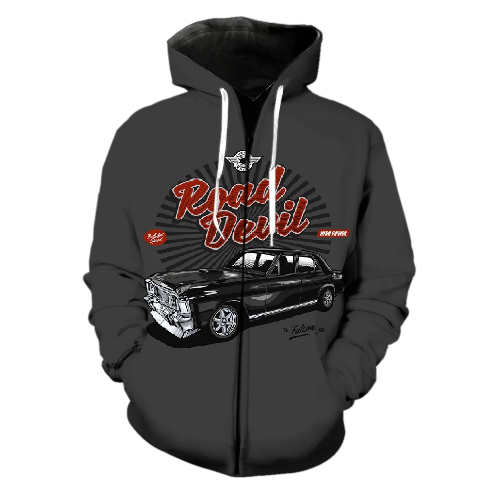 

Cartoon Vintage Car Men's Zipper Hoodie Spring Harajuku Cool 3D Printed Funny Sweatshirts 2022 Hot Sale Hip Hop Tops Unisex