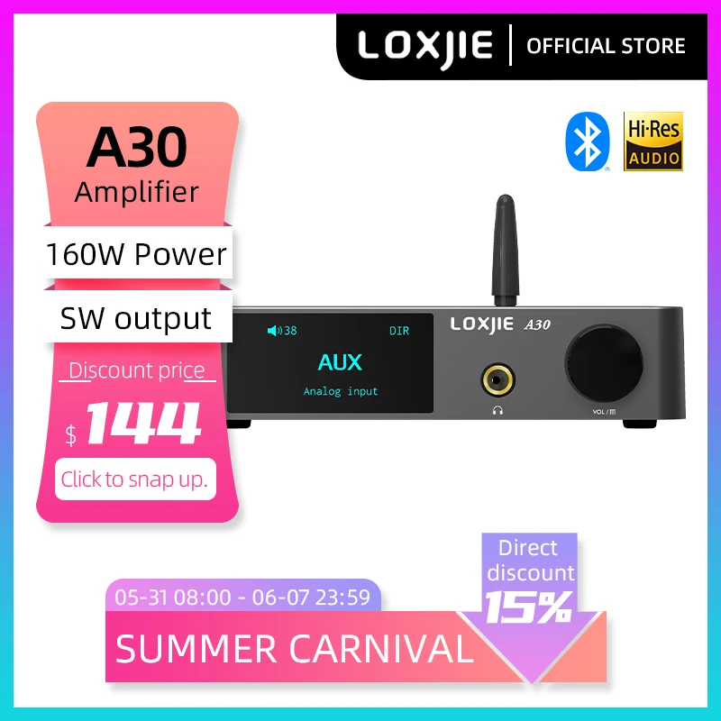 Loxjie A30 Desktop Stereo Audio Eindversterker & Headphone Amp Ondersteuning Aptx Bluetooth 5.0 Ess Dac Chip Met Afstandsbediening
