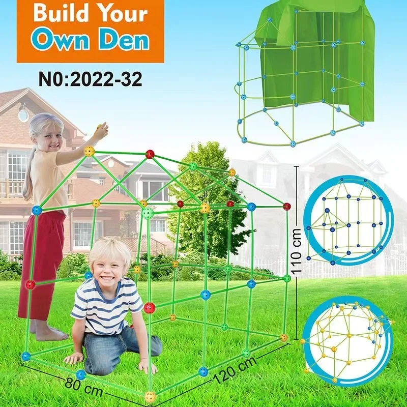DIY tent Kids Construction Fort Toys Building Castles Tunnels Tents Kit 3D Play House Building Toys For XMAS Gift Building Block 3