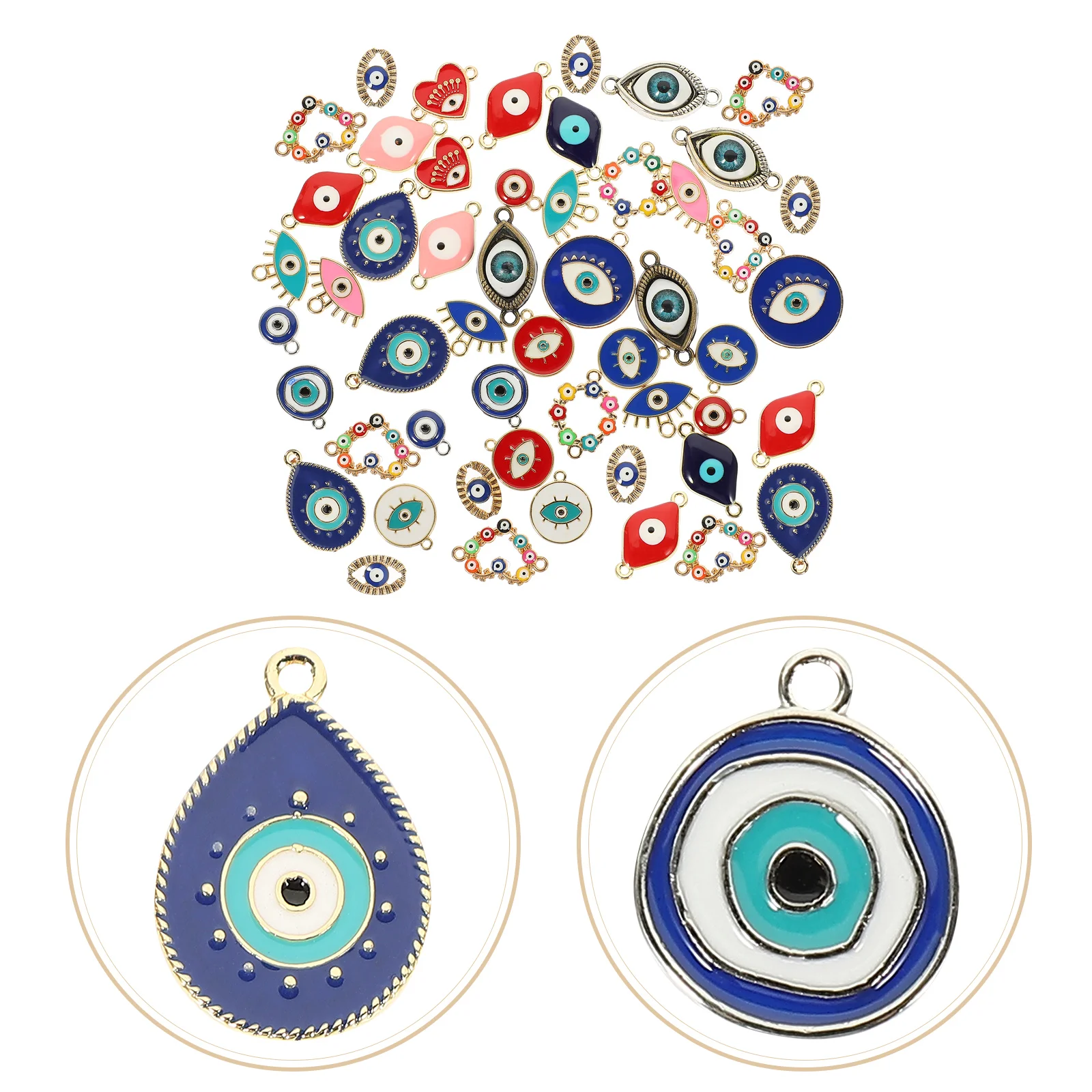 

40 Pcs Turkish Eye Devil's Eye Pendant Earrings Alloy Charms Eyes Elements Pendants Keychains Jewelry Accessories